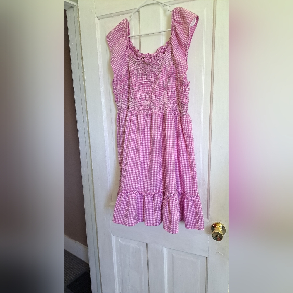 Pink gingham smock dress, summer dress,  smock dresses